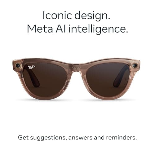 Ray-Ban Meta Skyler (Gen 2) with Meta AI, photo and video capture, longer battery life - Shiny Transparent Peach, Transitions® Brown Lenses
