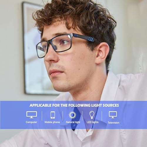 ANYLUV Blue Light Blocking Glasses Men Computer Gaming Glasses Lightweight Al-Mg Metal Anti Eyestrain Eye Protection Black Clear