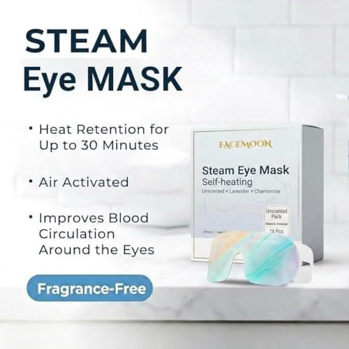 16 Packs Self Heating Steam Eye Masks: Disposable Moist Warm Compress for Dry Eyes,Tired Eyes and Stye Relief, Unscented Eye Mask for Sleep, Travel and Relaxation, No Microwave Needed
