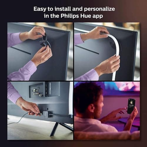 Philips Hue 75" Smart Light Strip - White and Color Ambiance LED Color-Changing TV Backlight - Sync with Television, Music, Gaming - Requires Bridge and Sync Box