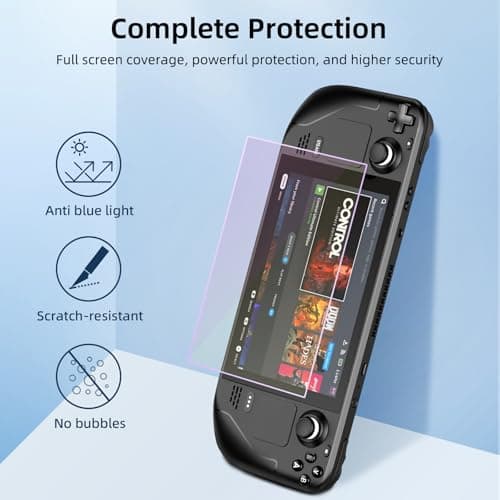 Jngnpn 3-Pack Blue Light Blocking Screen Protector for Steam Deck/Steam Deck OLED，Anti Glare, Anti Scratch,Anti-Fingerprint, Shatterproof,Bubble Free, Easy Installation, 9H Hardness, Ultra Thin
