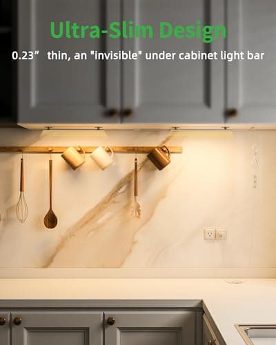 Vovamo Plug-in Under Cabinet Lighting, Dimmable Under Counter Lights for Kitchen, 2pcs 12 Inch, Warn White 3000K Linkable USB Led Closet Light, Wired Indoor Night Lights Bar for Desk,Sink,Workbench