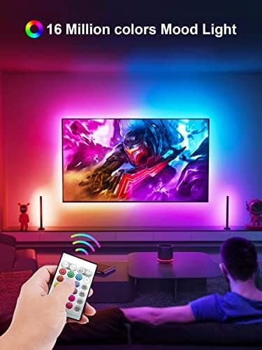 KANTUTOE LED Lights for TV, 16.4ft LED Lights for 45-75 Inch TVs, RGB TV Backlight Behind, Music Sync Bluetooth APP & Remote Control Strip Lights USB Powered for Bedroom, Gaming, Home Décor