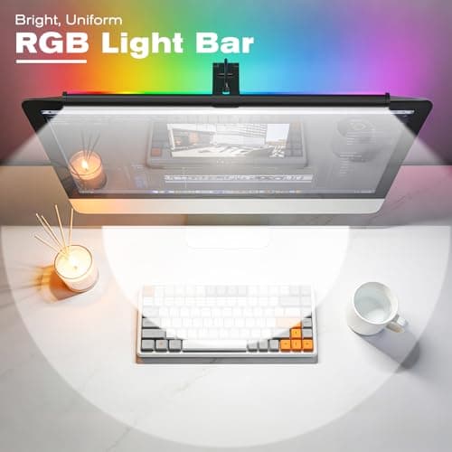 SAMPHON RGB Monitor Light Bar, Eye-Care Dual Light Reading Screen Lamp, 9 Modes Gaming Backlight LED Computer Lamp, 3 Colors Dimmable Frontlight, 15.75'' USB Desk Lights for Home, Office
