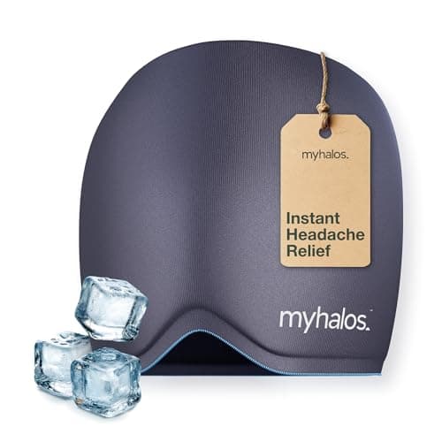 MyHalos® Migraine Relief Cap,30% Thicker,2X More Cooling Gel -Stays Colder for Longer, Ice Hat, Ice Pack Head Wrap, Cold Headaches & Migraine Mask - Tension Headache Relief Cap (Gray) FSA|HSA Eligible