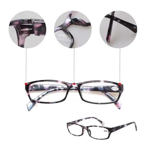 Kerecsen Reading Glasses 5 Pairs Fashion Ladies Readers Spring Hinge with Pattern Print Eyeglasses for Women (Mix Color -2, 2.50)