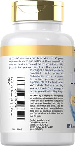 Carlyle Lutein and Zeaxanthin Supplement | 40mg | 180 Softgels | Pills for Eyes | Eye Health Vitamins | Visi-Gold | Non-GMO and Gluten Free