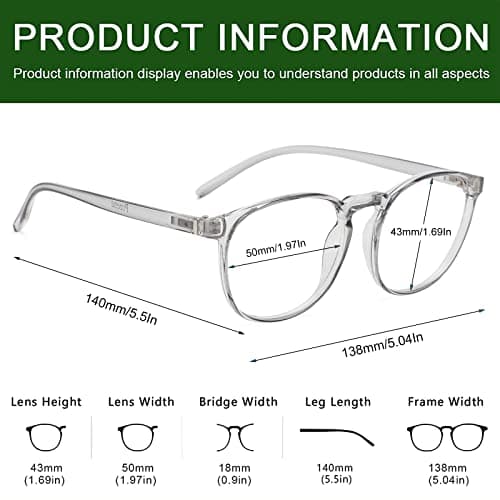 Przene 3 Pack Blue Light Blocking Glasses Women/Men,Retro Round Computer Glasses Anti Eye Strain/UV/Glare, Gaming Glasses. (Black/Crystal/Grey)