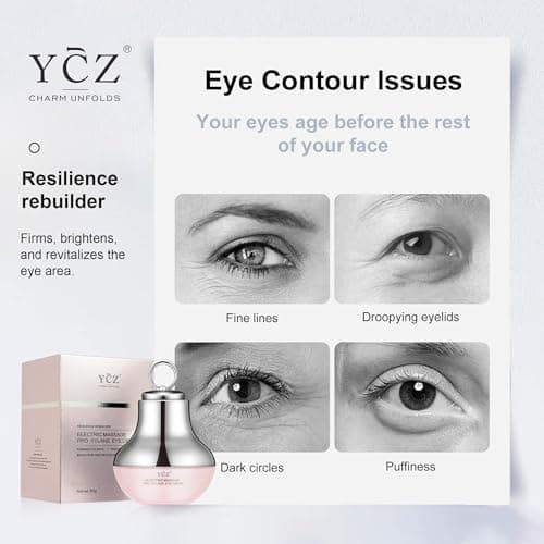 Ycz Electric Massage Eye Cream, 2-In-1 Firming Eye Moisturizer for Under Eye Care, Targets Dark Circles and Fine Lines, Deep Hydration Soothes Eye Fatigue, Suitable Lightweight Texture for Daily Use