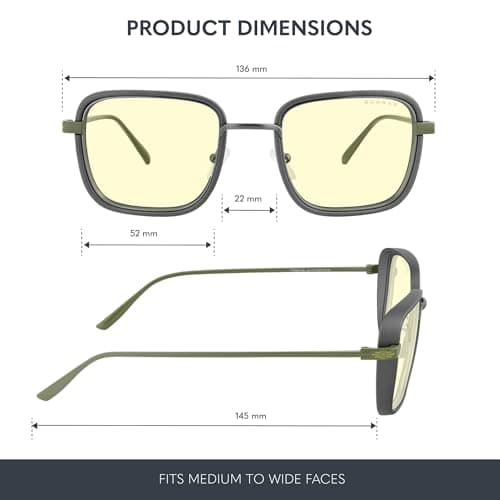 GUNNAR Gaming Glasses - FalloutVault 33 Olive Amber Lens - Blue Light Blocking Relieve Dry Eye
