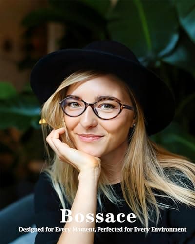 Bossace 2 Pack Oval Blue Light Glasses for Women, Lightweight TR90 Small Frame with Spring Hinge for All-Day Comfort, Anti UV Glare & Eyestrain