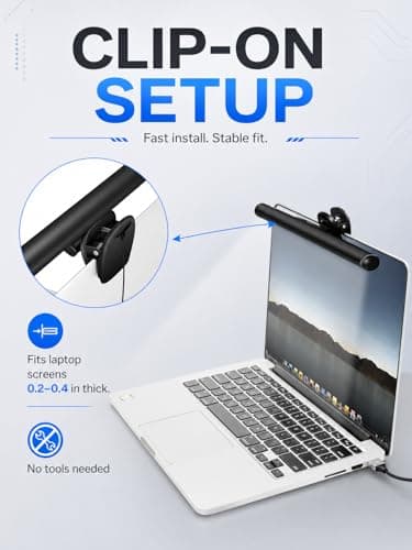 HIOUME Laptop Monitor Light Bar, USB e-Reading LED Task Lamp, 3 Adjustable Color Temperature, 10 Dimming Brightness Levels, No Screen Glare, Space Saving, Eye Health Care, Portable for Travel