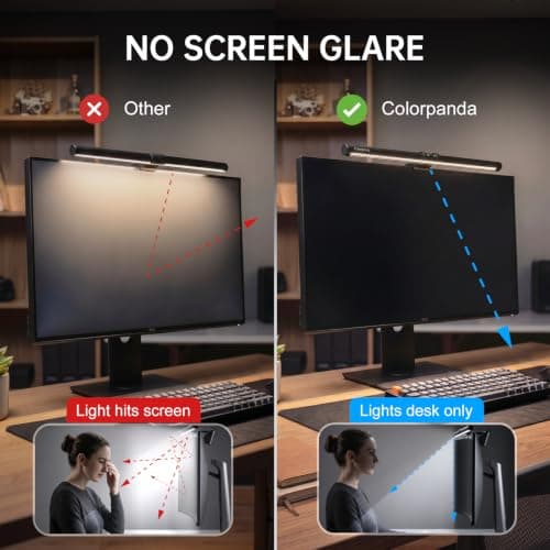Colorpanda Monitor Light Bar, Fit for Curved/Flat Monitor, Eye-Care USB Reading LED Task Lamp with Touch Control, No Screen Glare Dimmable Desk Lamp Computer Monitor Light Bar for Screen Home Office