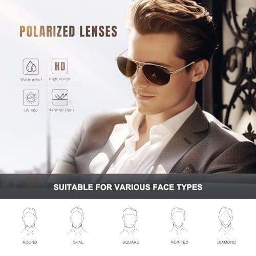 Eiuizah Polarized Aviator Sunglasses for Men and Women, Driving Sun Glasses with UV Protection for Fishing Golf