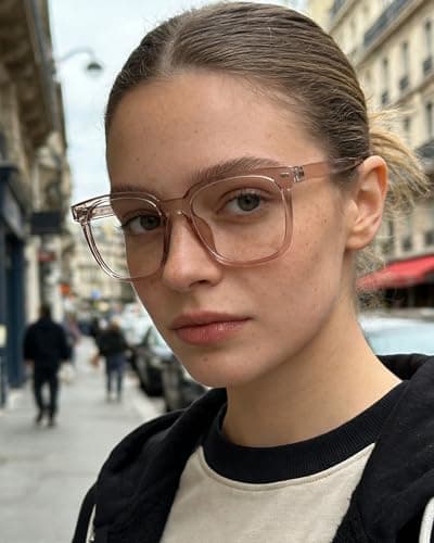PANNER Oversized Square Blue Light Blocking Glasses for Women Men Anti Glare Reduce Eyestrain Computer Glasses(Light Orange)