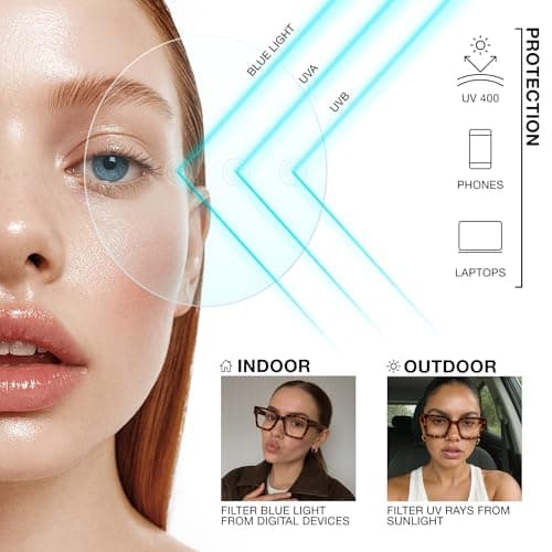 livho Oversized Blue Light Blocking Glasses for Woman - Rectangle Fashion Glasses for Computer, Chic Preppy Frame