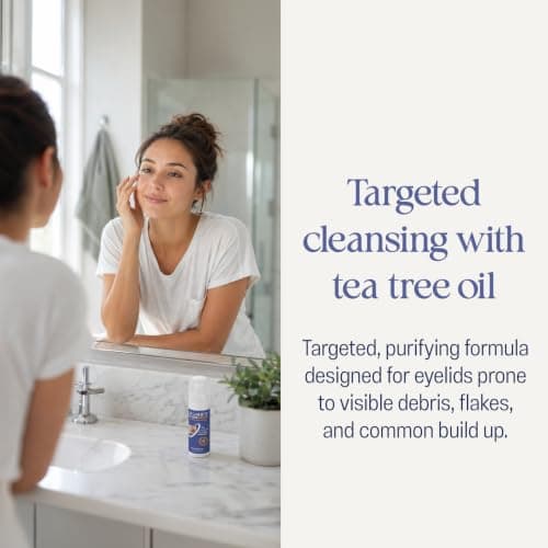 OCuSOFT Oust Demodex Foam Cleanser - Extra Strength - Foaming Cleanser for Eyelids & Eyelashes with Tea Tree Oil - Eyelid Cleanser to Remove Oil, Debris & Pollen - 1.68 fl oz