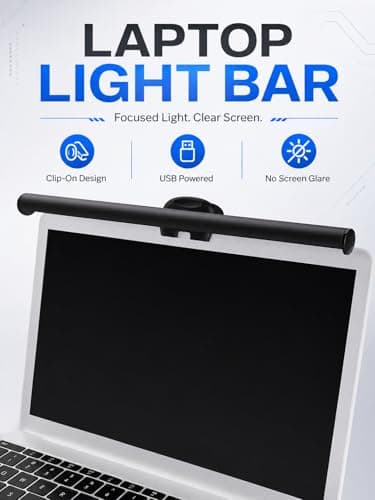HIOUME Laptop Monitor Light Bar, USB e-Reading LED Task Lamp, 3 Adjustable Color Temperature, 10 Dimming Brightness Levels, No Screen Glare, Space Saving, Eye Health Care, Portable for Travel