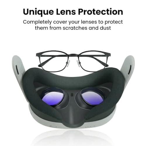 Lens Protector Cover Compatible with Meta Quest 3, Anti-Blue Light & Scratch-Resistant VR Lens Covers, Anti-Glare Glass for Quest 3 Accessories, Eye Strain Relief (1 Pair)