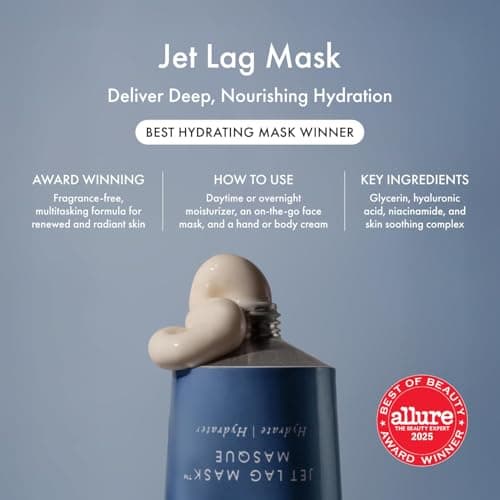 Summer Fridays Jet Lag Mask Mini - Hydrating Face Moisturizer + Mask - Enriched with Hyaluronic Acid, Niacinamide, Glycerin + Antioxidants Helps Nourish Skin for a Renewed + Radiant Complexion (1 Oz)