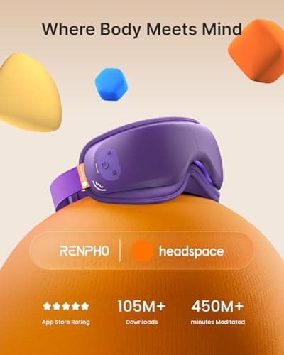 RENPHO x Headspace Meditation Eye Massager with Heat, Mothers Day Birthday Gifts for Mom Women Her Wife, FSA Eligible HSA, Ultra-Quiet for Sleep Portable Heated Eye Mask for Migraine Relief Eyeris Zen