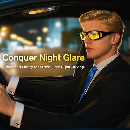 Bio-th Night Driving Glasses for Men | HD Anti Glare Night Vision Glasses | Essential Driving Glasses for Car & Motorcycle