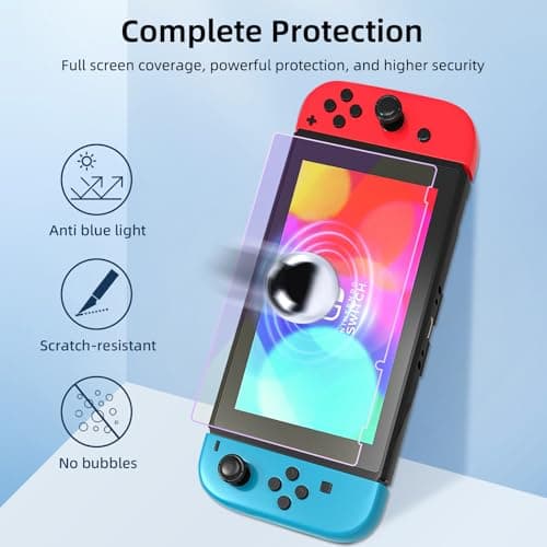 Jngnpn 3-Pack Blue Light Blocking Tempered Glass Screen Protector for Switch Model 2017 [6.2 Inch],with Alignment Frame,Anti Glare, Anti Scratch,Anti Fingerprint, Eye Protection Film,9H Hardness