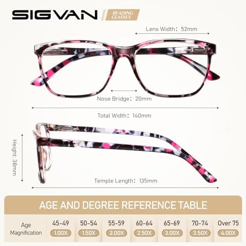 SIGVAN Ladies Reading Glasses Blue Light Blocking Spring Hinge Fashion Pattern Print Eyeglasses for Women (multicolour, 3.00)