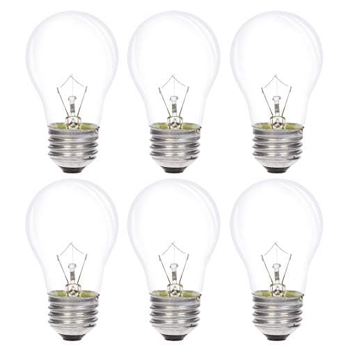 Simba Lighting Appliance Light Bulb A15 40W (6 Pack) Incandescent Mini-Standard Shape with E26 Standard Medium Screw Base for Refrigerators, Ovens, 110V 120V 130V, Dimmable, 2700K Warm White