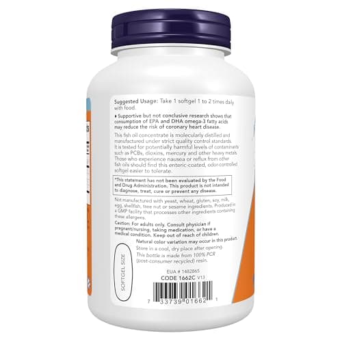 NOW Foods Supplements, Ultra Omega-3 Molecularly Distilled and Enteric Coated, 180 Softgels