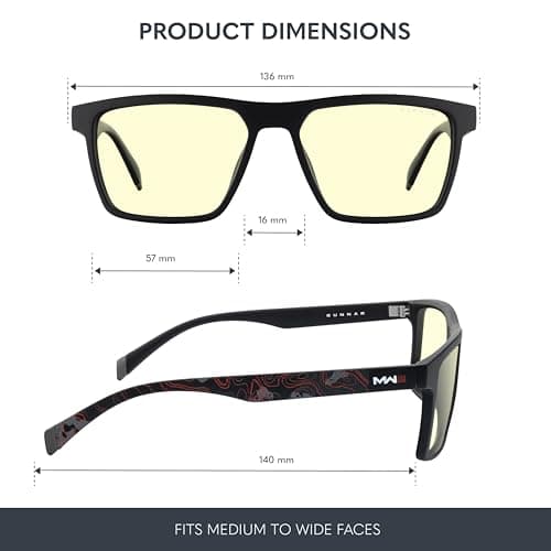 GUNNAR Gaming Glasses - Call of Duty Alpha Edition Infrared Amber Lens - Blue Light Blocking Relieve Dry Eye