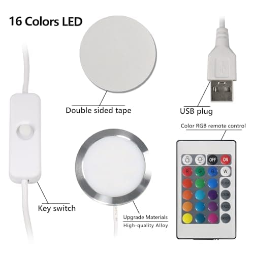 Bulto 4Pcs LED Lamp Kit 001 16 Color for Bambu Lab 3D Printing, RGB Remote Control DIY LED Light Kit - Monitor Light Bar for Bambu Lab Makerworld/Anycubic/Makeronline, 5V USB Powered