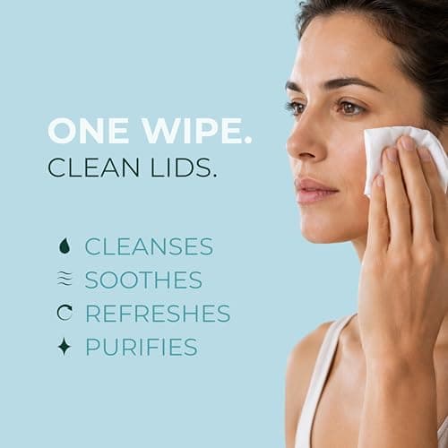 NOVEHA Eyelid & Lash Wipes | For Itchy, Dry Eyes, Styes & Blepharitis | lid and lash Cleansing Wipes, Hypoallergenic & Soothing For Sensitive Eyes, Pack of 60