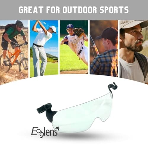 Eaglens.54 Hat Visors Clips Cap Clip on Photochromic Sunglasses Rimless Anti-Glare UV Protection Outdoors Clear to Grey