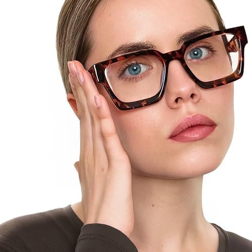 livho Oversized Blue Light Blocking Glasses for Woman - Rectangle Fashion Glasses for Computer, Chic Preppy Frame