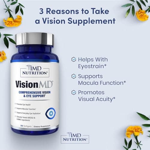 1MD Nutrition VisionMD Eye Vitamin CARMIS - Eye Supplement for Adults - with OptiLut Lutein & Zeaxanthin - Supports Vision Health Care, Everyday Eye Strain, & Occasional Dry Eye - 30 Softgels