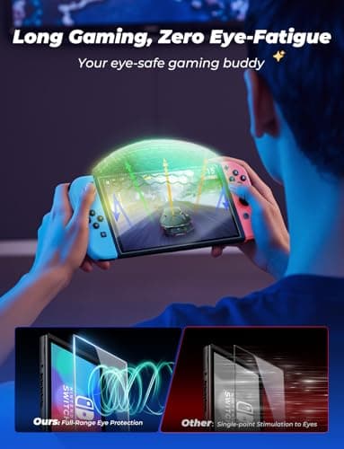 MAGIC JOHN for Nintendo Switch OLED Screen Protector (2021, 7.0"), Eye-Protection Blue-Light Filter, Auto Dust Removal, HD Clear, 9H Tempered Film for OLED Switch, 2 Pack