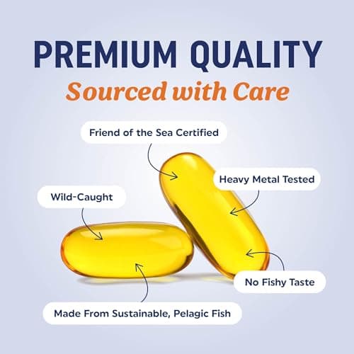 Triple Strength Omega 3 Fish Oil 3600 mg | EPA & DHA | Over 2100mg Omega-3 Fatty Acids | 1300mg EPA + 860mg DHA | Best Essential Fatty Acids | Premium Wild Caught & Burpless Fish Oil | 120 Ct