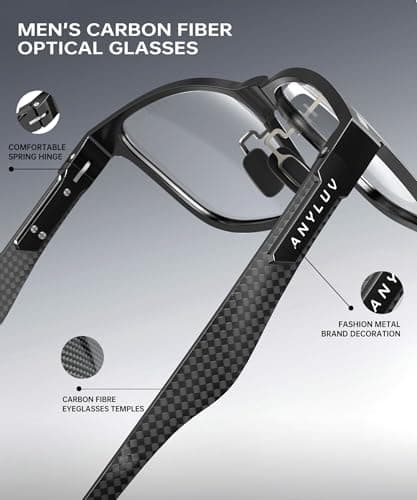 ANYLUV Blue Light Glasses Men/Women, Working Blue Light Blocking Glasses, Relieve Eyestrain-Carbon fiber Black