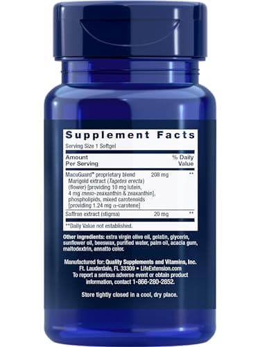 Life Extension MacuGuard Ocular Support with Saffron – Eye Health Supplement for Healthy Vision – with Lutein, Meso-zeaxanthin, zeaxanthin, Saffron – Gluten-Free, Non-GMO – 60 softgels