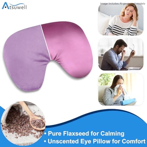 Atsuwell Sinus Mask, Warm Cold Compress Eye Mask for Dry Eyes, Weighted Eye Pillow Microwavable Face Heating Pad for Soothing Sinus Pressure and Relaxation, Pink