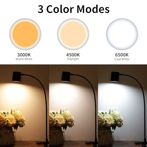 Dott Arts Desk Lamp,USB Clip On Light,Book Lights for Reading at Night,3 Color Modes,10 Brightness Clamp Lights,360° Gooseneck LED Reading Light for Books in Bed,Eye-Care for Home Office,Headboards