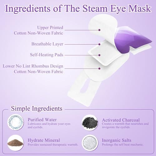 FRSHMORN 16Packs Steam Eye Mask, Heated Eye Mask for Sleeping, Warm Compress for Eyes, Self Heating Disposal Steam Mask for Home Sleep, Office, Spa, Travel Essentials Mothers Day Gifts (Lavender)