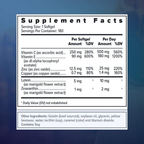 Focus Select AREDS2 Based Eye Vitamin-Mineral Supplement - upplement for Eyes (180 ct. 90 Day Supply) - Low Zinc Formula - Eye Vision Supplement and Vitamin