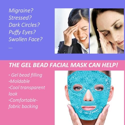 ZNÖCUETÖD Cold Face Eye Mask Ice Pack Reduce Facial Puff, Dark Circles, Gel Hot Heat Cold Compress Pack, Face SPA Gift for Woman Sleeping, Pressure, Headaches, Skin Care, Post Laser Cosmetic Care
