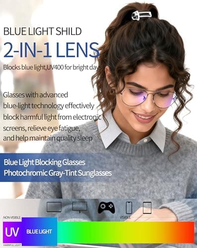 Joopin 3 Pack Photochromic Aviator Sunglasses Women Men Transition Blue Light Glasses Color Changing (Black + Gold + Silver)