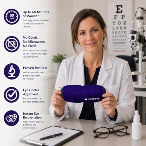 Eye Serenity Steam Eye Mask, Heated Eye Mask, Self Heating Warm Compress for Dry Eyes, Fast Relief for Stye, Puffy Sensitive Eyes, Moist Heat, Mothers Day Gifts for Women and Men - Unscented