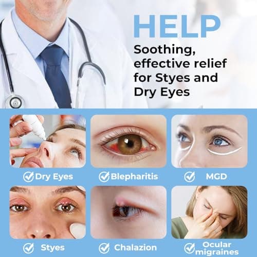 Aroma Season Heated Eye Mask for Dry Eyes, Warm Eye Compress with Flaxseed for MGD, Dry Eye Syndrome, Chalazion Blepharitis Stye Eye Treatment, Steam Moist to Unclog Glands (Blue)