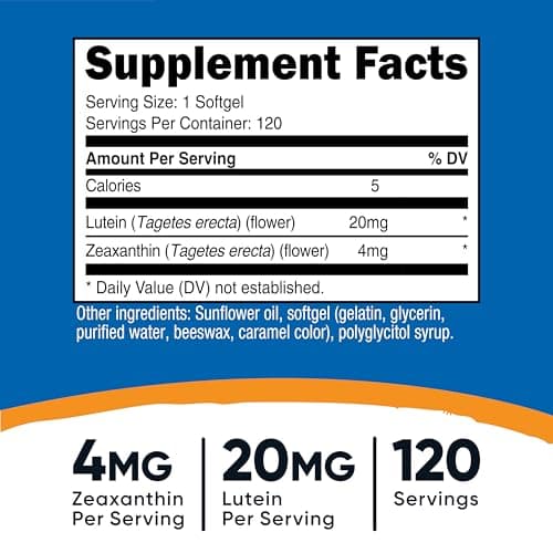 Nutricost Zeaxanthin with Lutein 20mg, 120 Softgels - Potent, Non-GMO, Gluten Free