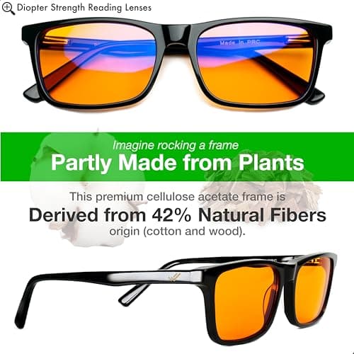 Orange +1.5 Blue Light Blocking Reading Glasses for Women & Men - Reader Sleep & Migraine Glasses - 1.5 Amber Readers Blue Light Glasses for Computer Eye Strain Eye Fatigue - Blue Blockers (+1.50)